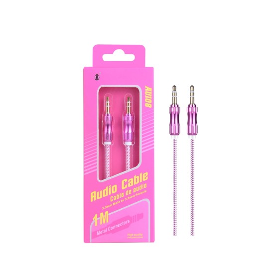 MTK NYLON AUDIO CABLE AU108 RS PAINTED METAL CONNECTOR M/M 3.5MM PINK